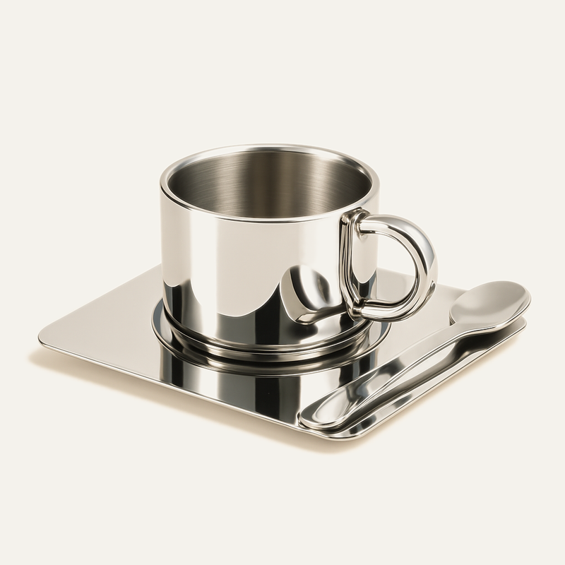Coffee Cup Set — Brushed Stainless Steel