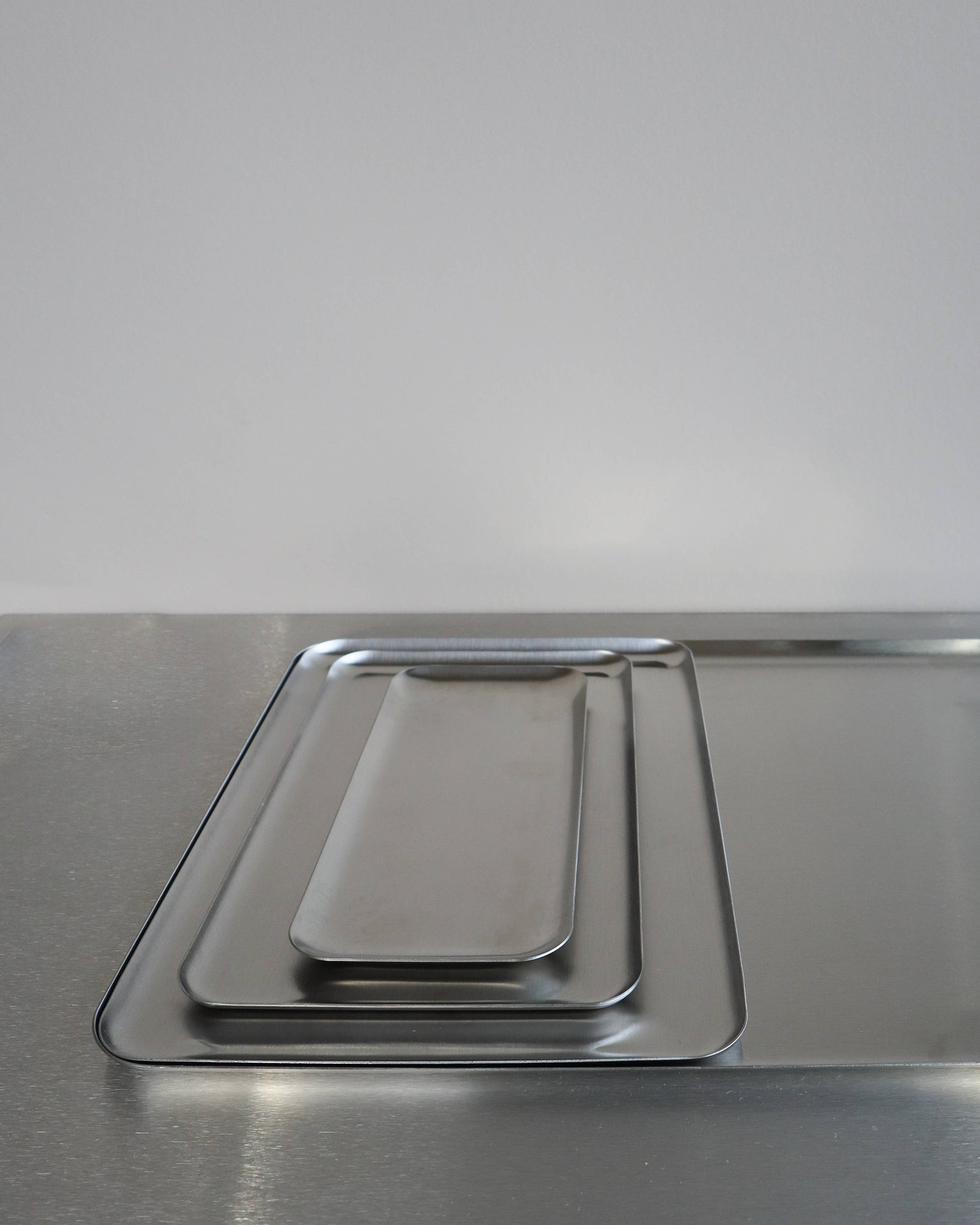 Serving Tray — Brushed Stainless Steel, Small