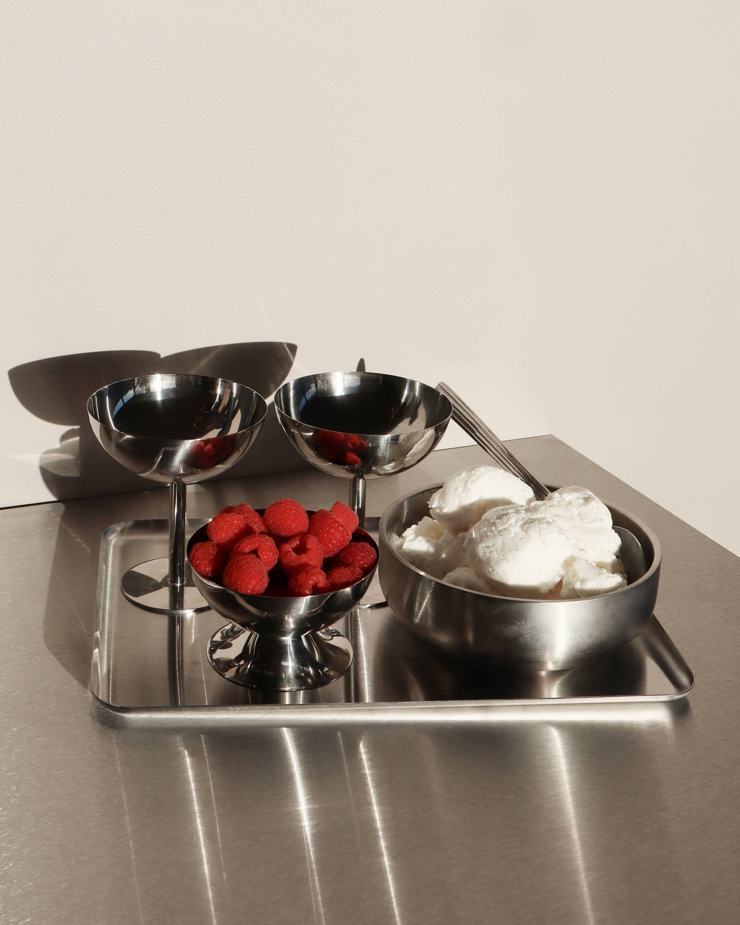Ice Cream Cup — Brushed Stainless Steel, Shallow