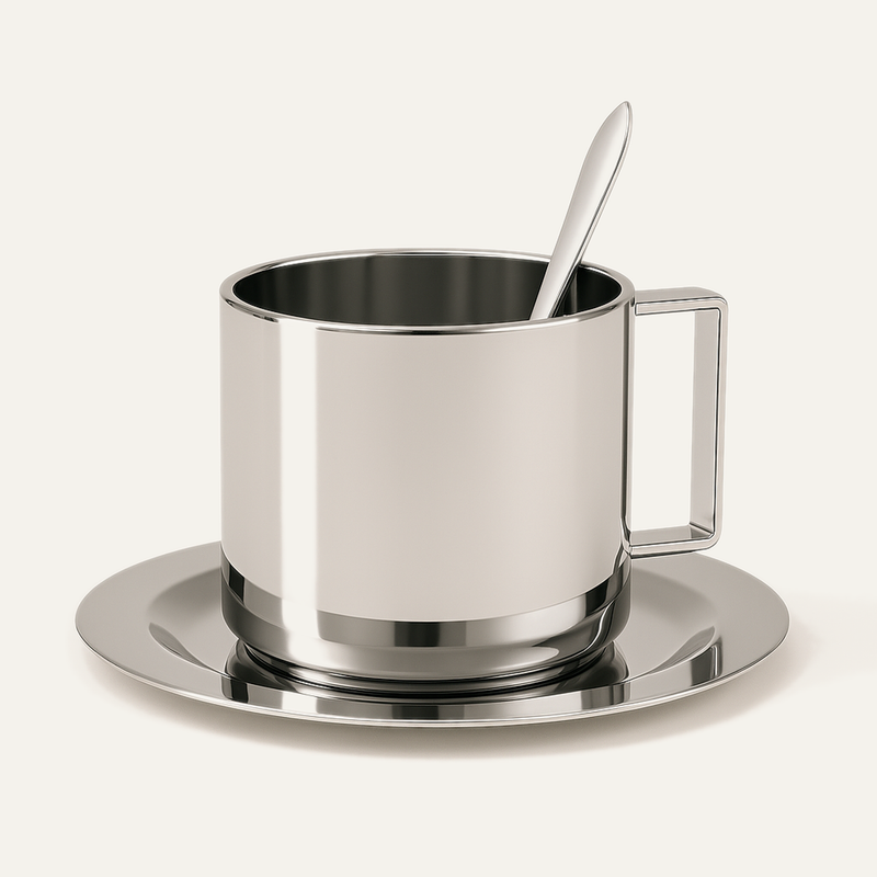 Americano Coffee Cup Set — Brushed Stainless Steel